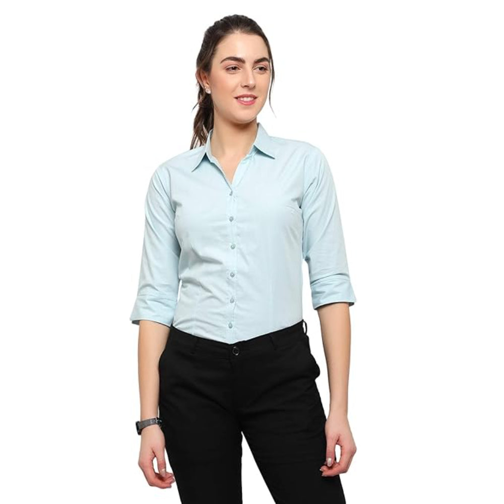 Women Regular Fit Light Blue Shirt