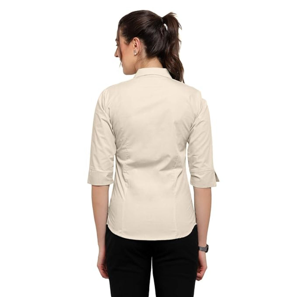 Women Regular Fit Beige Shirt