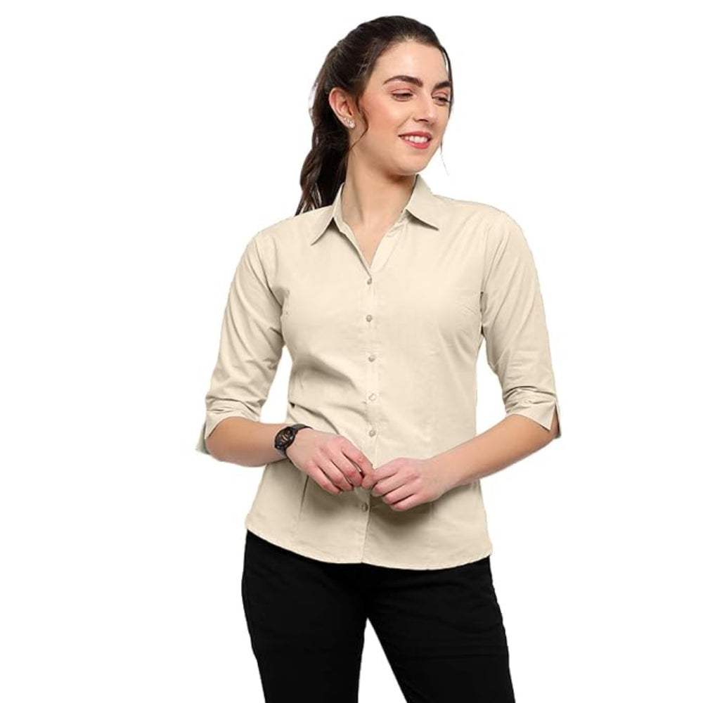 Women Regular Fit Beige Shirt