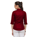 Women Regular Fit Maroon Shirt