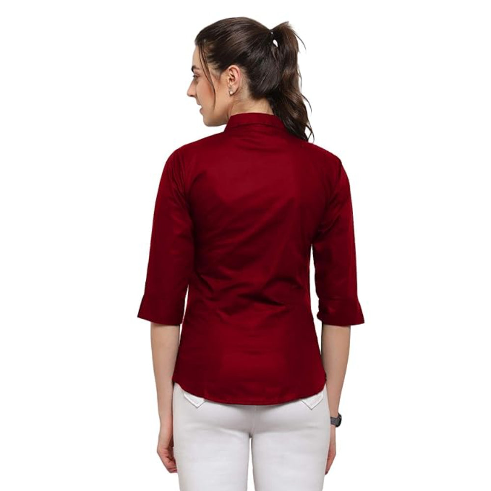 Women Regular Fit Maroon Shirt