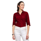 Women Regular Fit Maroon Shirt