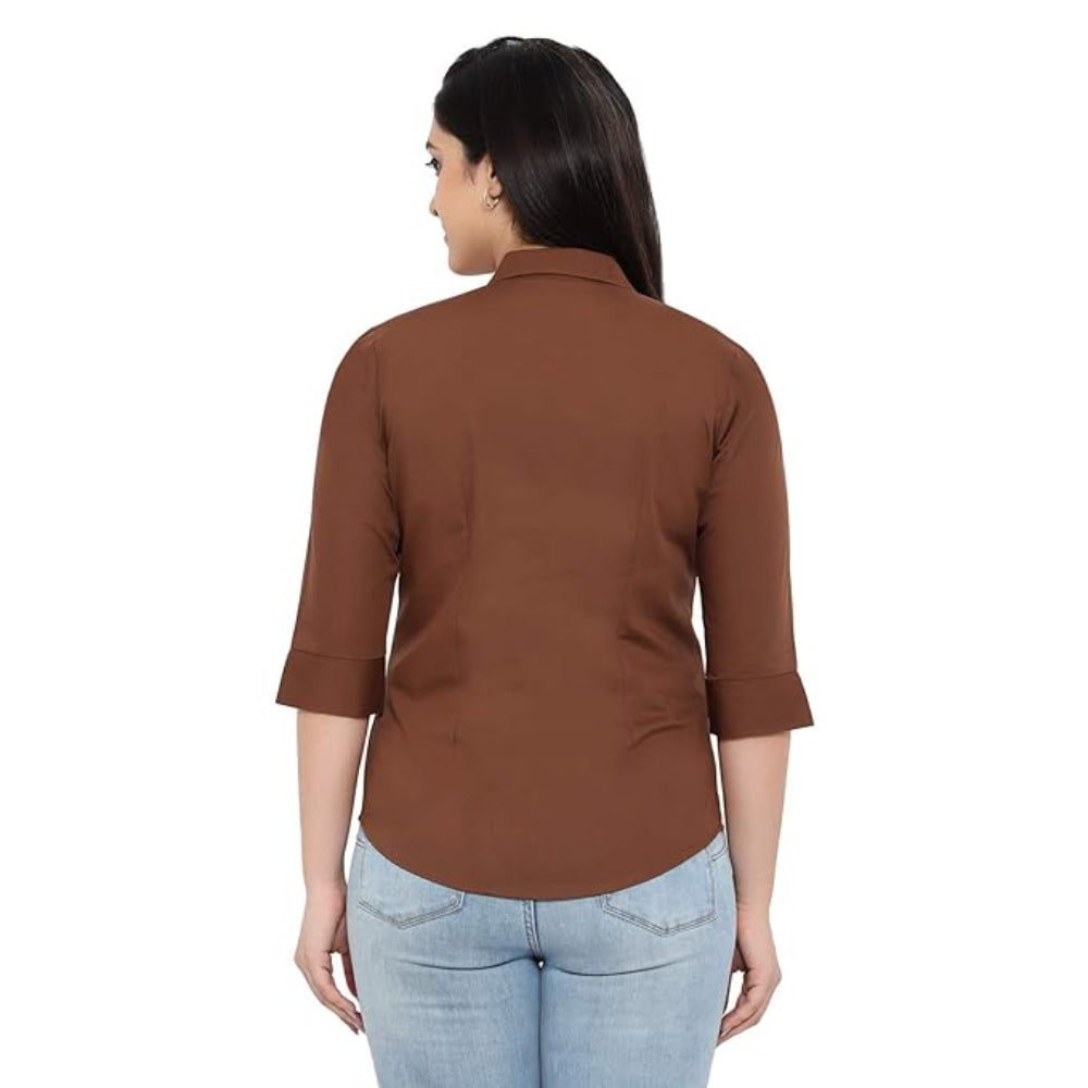 Women Regular Fit Brown Shirt