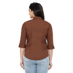 Women Regular Fit Brown Shirt