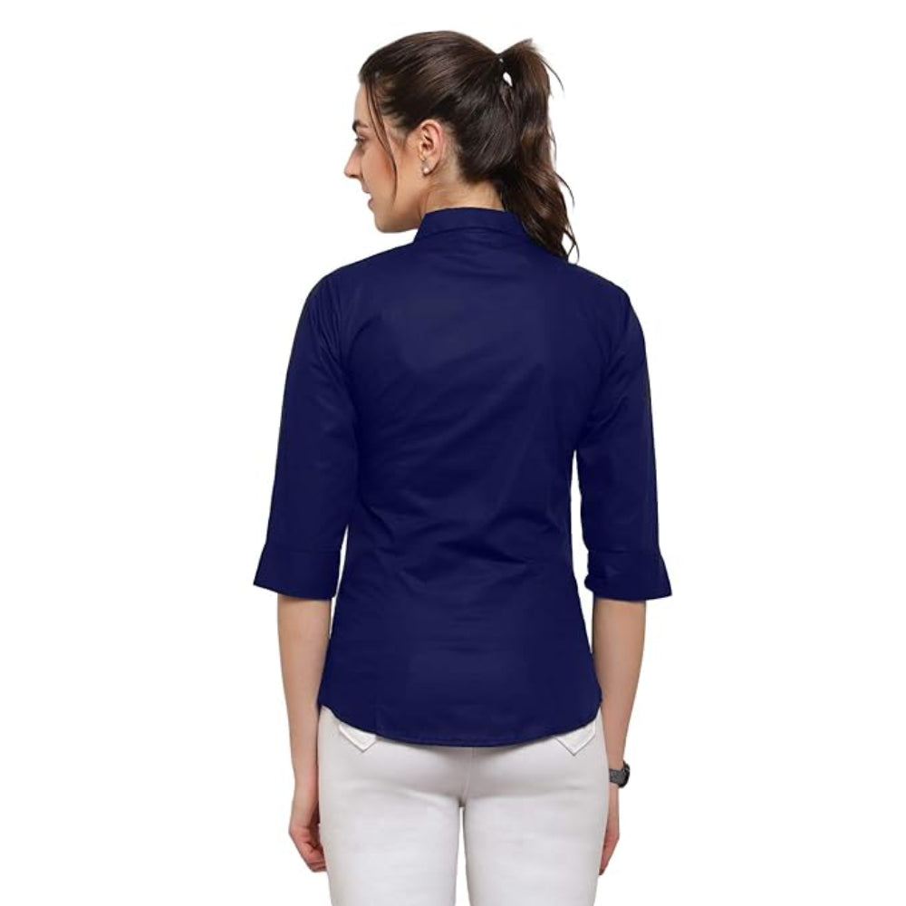 Women Regular Fit Dark Blue Shirt