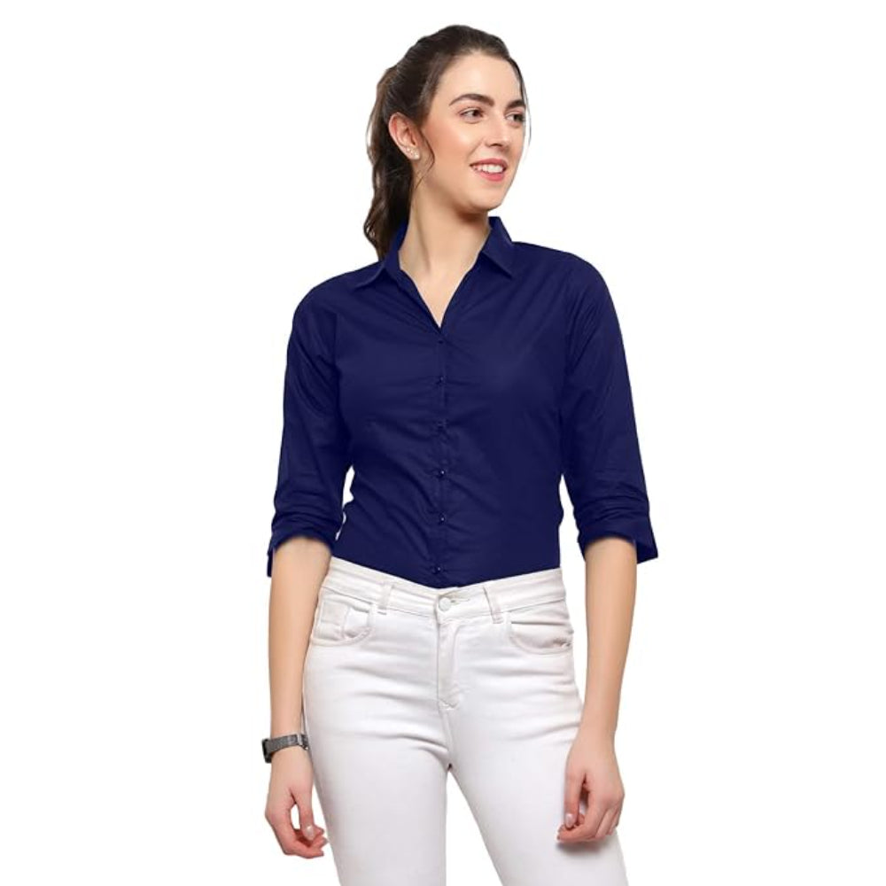 Women Regular Fit Dark Blue Shirt