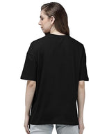 Women Oversized Half Sleeve Black Tshirt