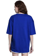 Women Oversized Half Sleeve Blue Tshirt
