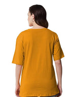 Women Oversized Half Sleeve Mustard Tshirt