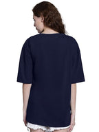 Women Oversized Half Sleeve Navy Tshirt