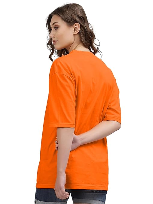 Women Oversized Half Sleeve Orange Tshirt