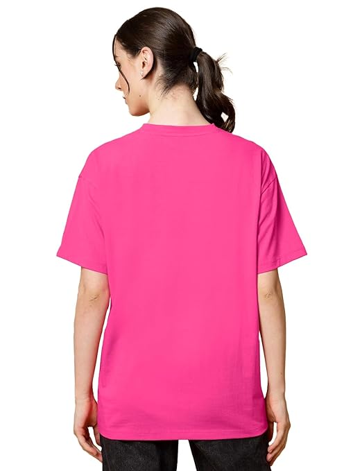 Women Oversized Half Sleeve Pink Tshirt