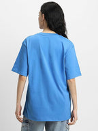Pure Cotton Women Half Sleeve Blue T-Shirt