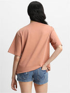 Pure Cotton Women Half Sleeve Beige T-Shirt