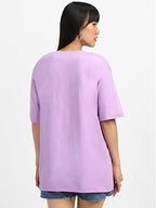 Pure Cotton Women Half Sleeve Purple T-Shirt