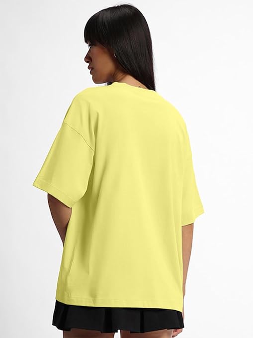 Pure Cotton Women Half Sleeve Limegreen T-Shirt
