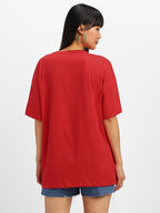 Pure Cotton Women Half Sleeve Red T-Shirt