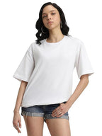 Pure Cotton Women Half Sleeve White T-Shirt